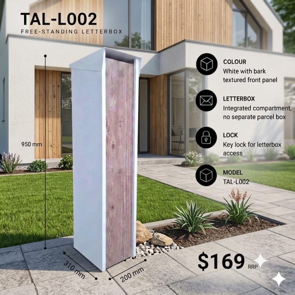 TAL-L002 freestanding mail and parcel letterbox available from Evergreen Exteriors Care
