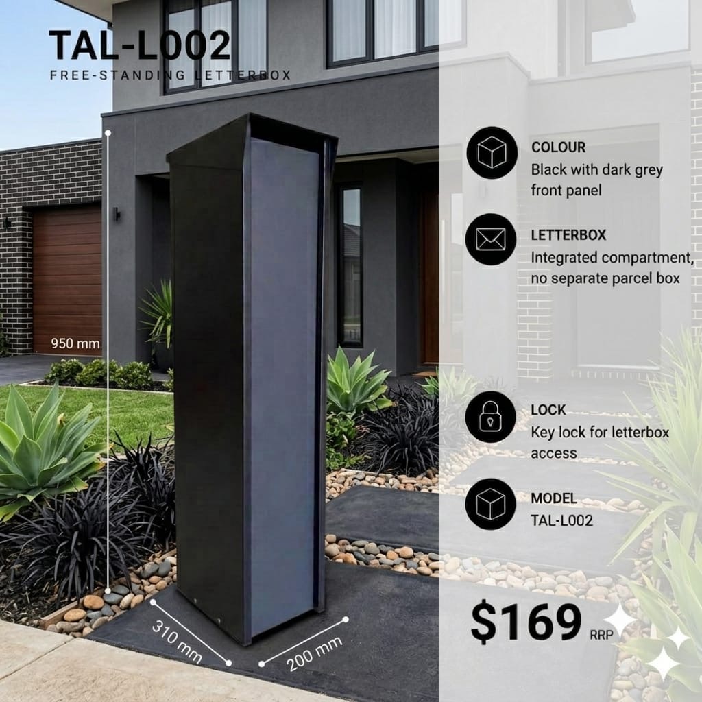 TAL-L002 freestanding mail and parcel letterbox available from Evergreen Exteriors Care