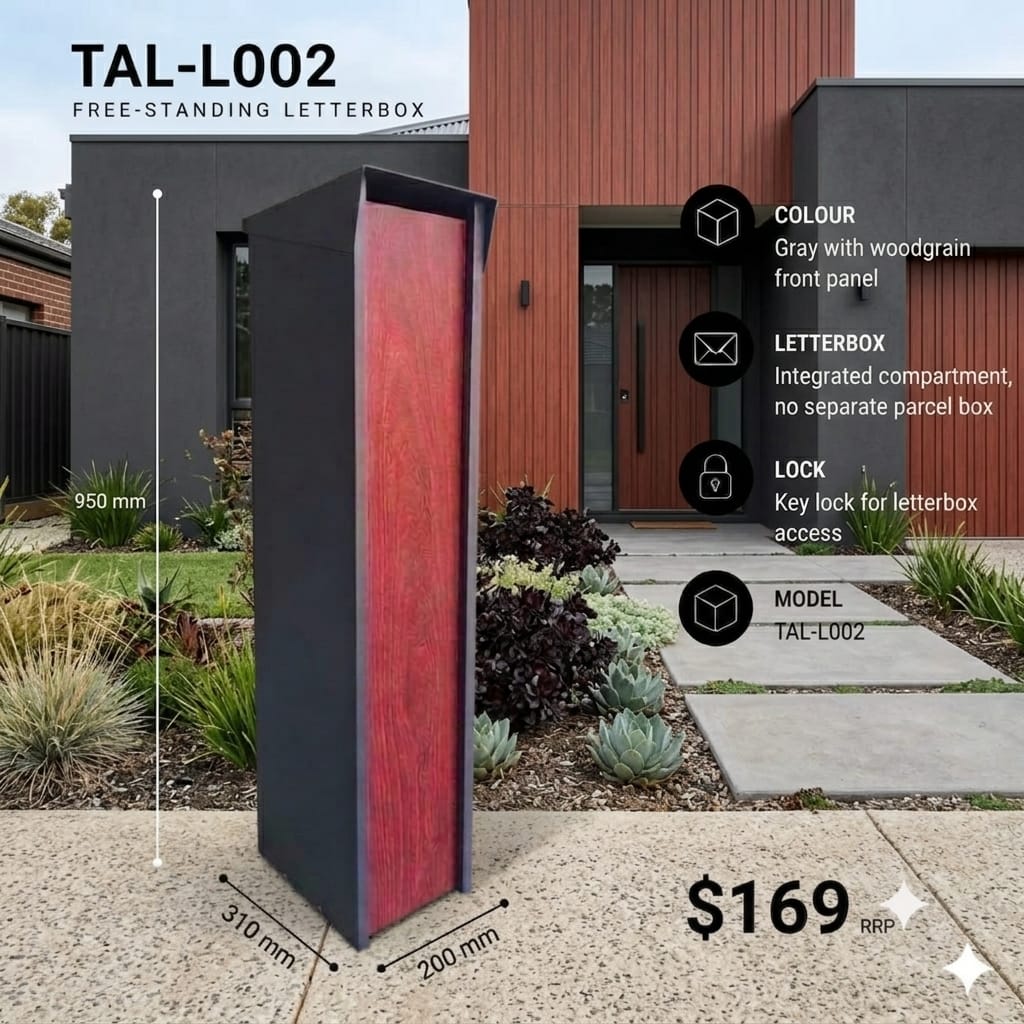 TAL-L002 freestanding mail and parcel letterbox available from Evergreen Exteriors Care