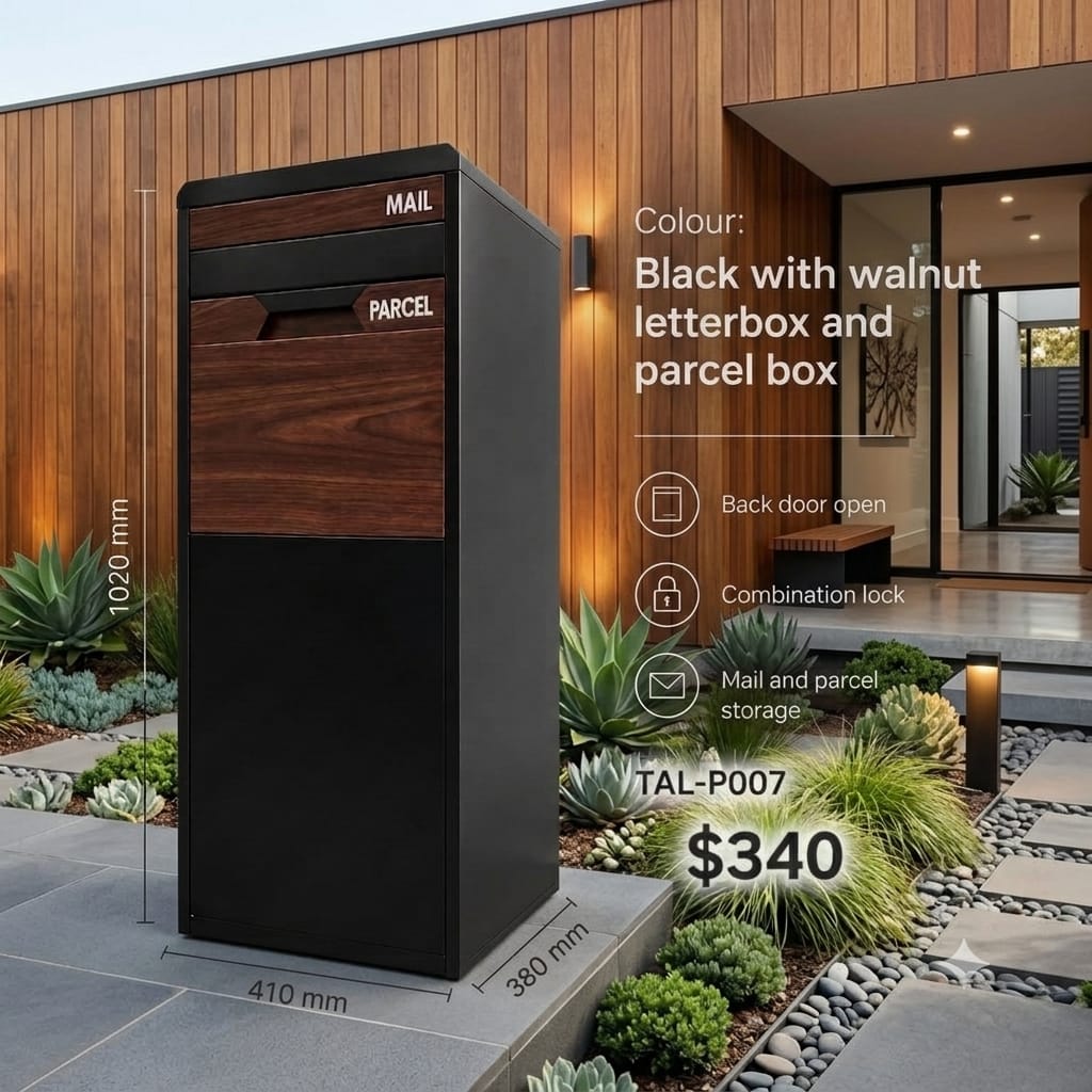 TAL-P007 freestanding mail and parcel letterbox available from Evergreen Exteriors Care