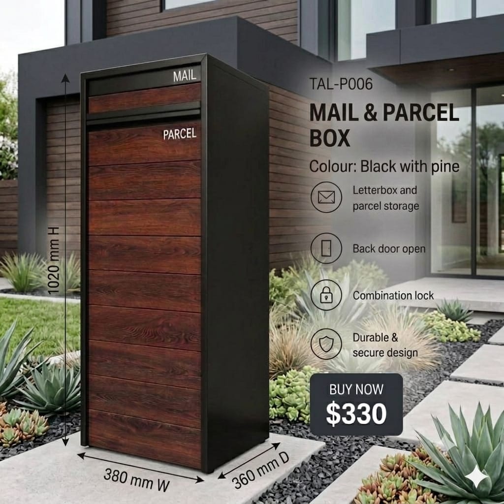 TAL-P006 freestanding mail and parcel letterbox available from Evergreen Exteriors Care